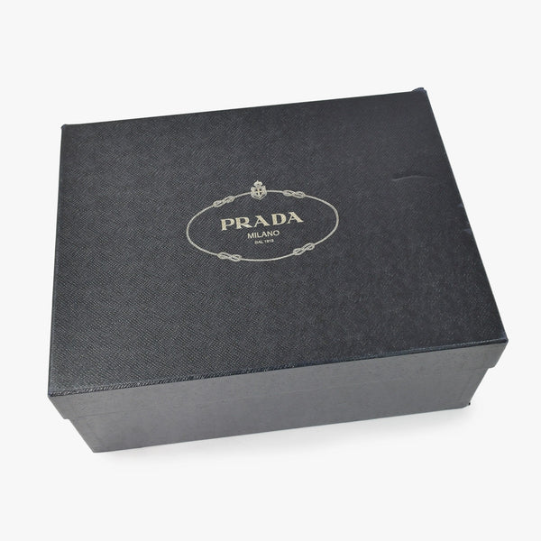 極美品 PRADA プラダ モノリス レースアップ ドロイスレザーナイロン CALZATURE UOMO レザー 2EE342 9サイズ メンズシューズ ブラック NERO 中古 4a002565