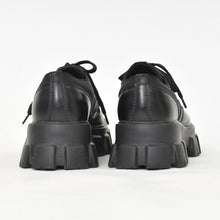 画像をギャラリービューアに読み込む, 極美品 PRADA プラダ モノリス レースアップ ドロイスレザーナイロン CALZATURE UOMO レザー 2EE342 9サイズ メンズシューズ ブラック NERO 中古 4a002565