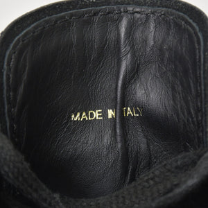 極美品 PRADA プラダ モノリス レースアップ ドロイスレザーナイロン CALZATURE UOMO レザー 2EE342 9サイズ メンズシューズ ブラック NERO 中古 4a002565