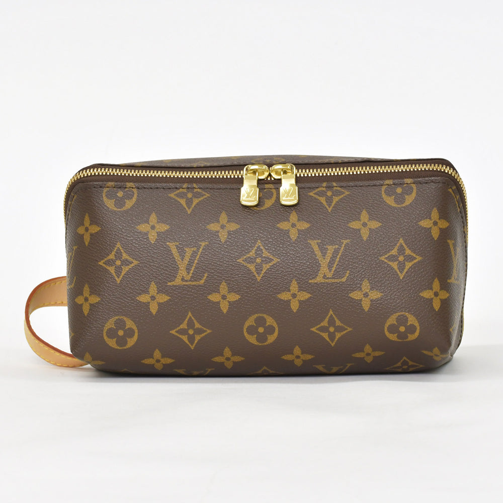 LOUIS VUITTON ルイヴィトン モノグラムキャンバス シューケアキット モノグラム 9点セット シューズケアポーチ 靴磨きセット ブラウン M47925 美品 中古 4a002574