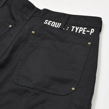 Load image into Gallery viewer, 極美品 SEQUEL Fragment design シークエル フラグメントデザイン PAINTER PANTS TYPE-P ダブルニー 藤原ヒロシ 稲妻マーク ブラック 中古 4a002576