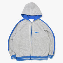 画像をギャラリービューアに読み込む, 極美品 SAINT Mxxxxxx セントマイケル ZIP HOODIE SIDE LINE/SWEAT PANTS SIDE LINE セットアップ パーカー パンツ スウェット グレー ブルー シルバー金具 中古 4a002599