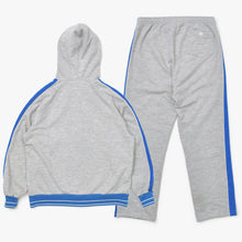画像をギャラリービューアに読み込む, 極美品 SAINT Mxxxxxx セントマイケル ZIP HOODIE SIDE LINE/SWEAT PANTS SIDE LINE セットアップ パーカー パンツ スウェット グレー ブルー シルバー金具 中古 4a002599