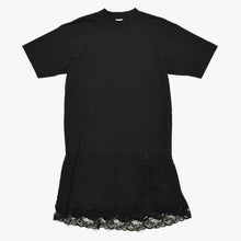 画像をギャラリービューアに読み込む, 極美品 BALENCIAGA バレンシアガ インサイドアウトレースドッキングTシャツドレス ブラック ワンピース レース オーバーサイズ Sサイズ 726082 中古 4a002626