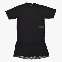 画像をギャラリービューアに読み込む, 極美品 BALENCIAGA バレンシアガ インサイドアウトレースドッキングTシャツドレス ブラック ワンピース レース オーバーサイズ Sサイズ 726082 中古 4a002626