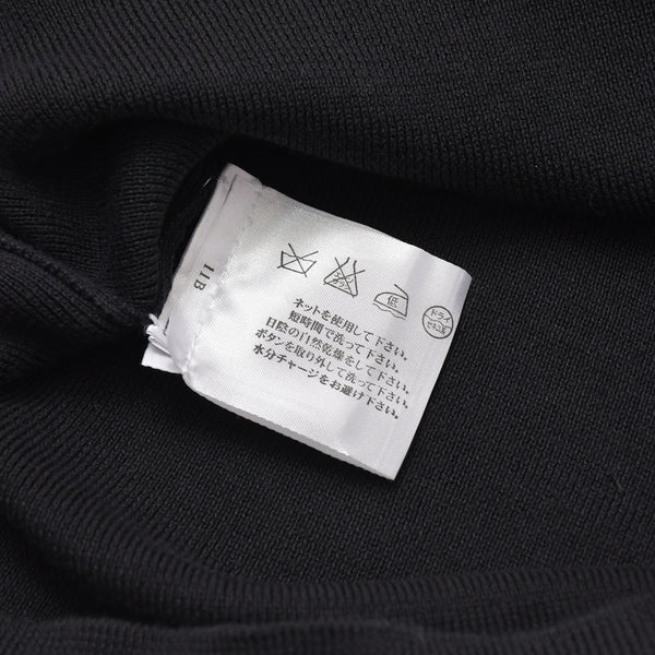 Like new CHANEL long sleeve ribbon knit polo shirt P30858 long sleeve K00469 black white bicolor here mark 2007SS used 4a002629