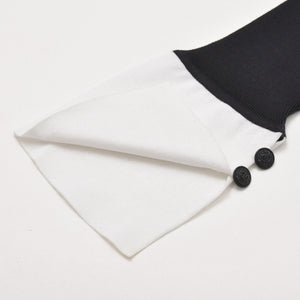 Like new CHANEL long sleeve ribbon knit polo shirt P30858 long sleeve K00469 black white bicolor here mark 2007SS used 4a002629