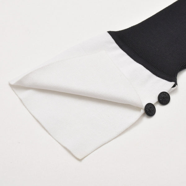 Like new CHANEL long sleeve ribbon knit polo shirt P30858 long sleeve K00469 black white bicolor here mark 2007SS used 4a002629