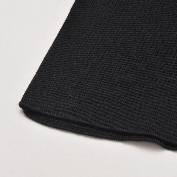 Like new CHANEL long sleeve ribbon knit polo shirt P30858 long sleeve K00469 black white bicolor here mark 2007SS used 4a002629