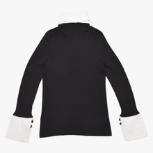 画像をギャラリービューアに読み込む, 新品同様 CHANEL シャネル 長袖リボンニットポロシャツ P30858 ロングスリーブ K00469 ブラック ホワイト バイカラー ココマーク 2007SS 中古 4a002629