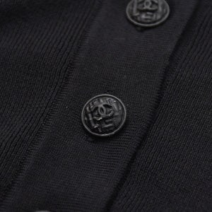 Like new CHANEL long sleeve ribbon knit polo shirt P30858 long sleeve K00469 black white bicolor here mark 2007SS used 4a002629