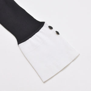 Like new CHANEL long sleeve ribbon knit polo shirt P30858 long sleeve K00469 black white bicolor here mark 2007SS used 4a002629