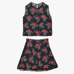 Very good condition SAINT LAURENT Rose pattern skirt setup 384277 Tops size 34 Skirt size 36 Used 4a002645