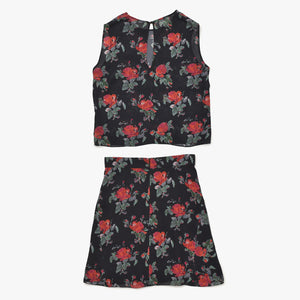 Very good condition SAINT LAURENT Rose pattern skirt setup 384277 Tops size 34 Skirt size 36 Used 4a002645