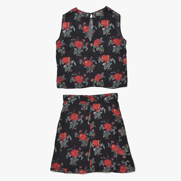 Very good condition SAINT LAURENT Rose pattern skirt setup 384277 Tops size 34 Skirt size 36 Used 4a002645