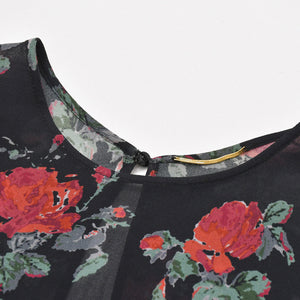 Very good condition SAINT LAURENT Rose pattern skirt setup 384277 Tops size 34 Skirt size 36 Used 4a002645