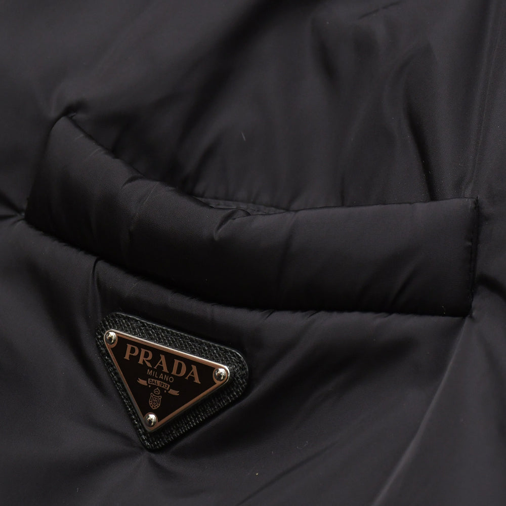 Very Good Condition PRADA Re-Nylon Down Raincoat 291960 Size 36 Triangle Logo Plate Black Used 4a002655