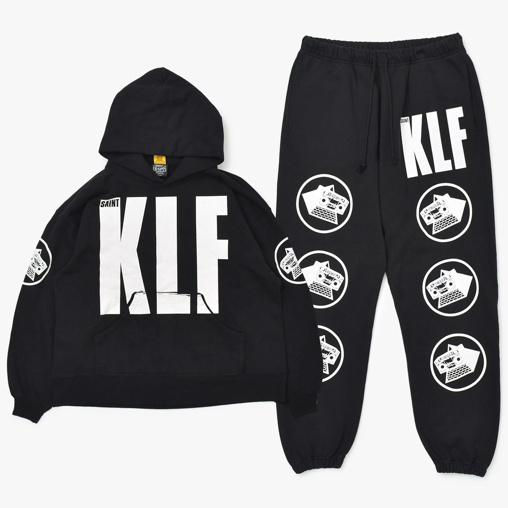 極美品 SAINT Mxxxxxxx セントマイケル The KLFコラボ セットアップ KLF HOODIE/KLF SWEAT PANTS スウェット パーカー パンツ ヴィンテージ加工 中古 4a002605