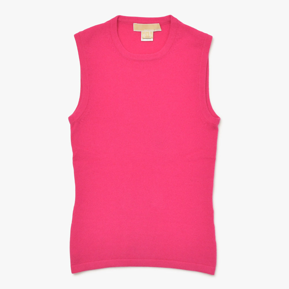Very Good Condition MICHAEL KORS Pink Sleeveless Tuck Top Knit Size S Used 4a002669