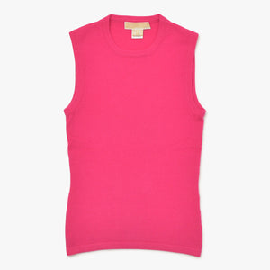 Very Good Condition MICHAEL KORS Pink Sleeveless Tuck Top Knit Size S Used 4a002669