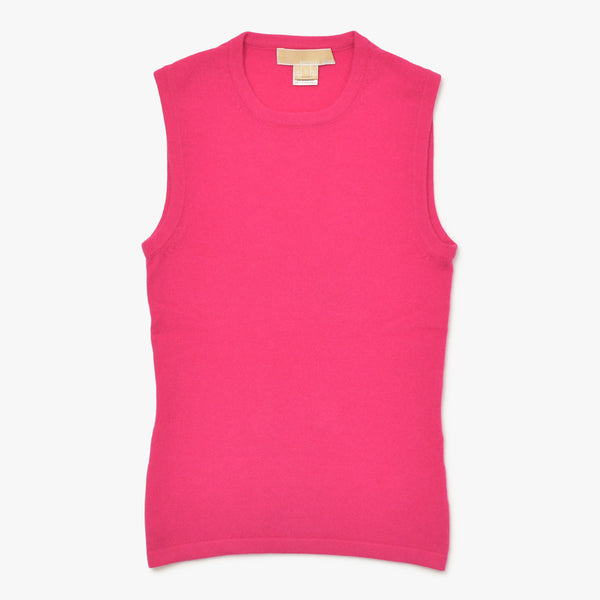 Very Good Condition MICHAEL KORS Pink Sleeveless Tuck Top Knit Size S Used 4a002669