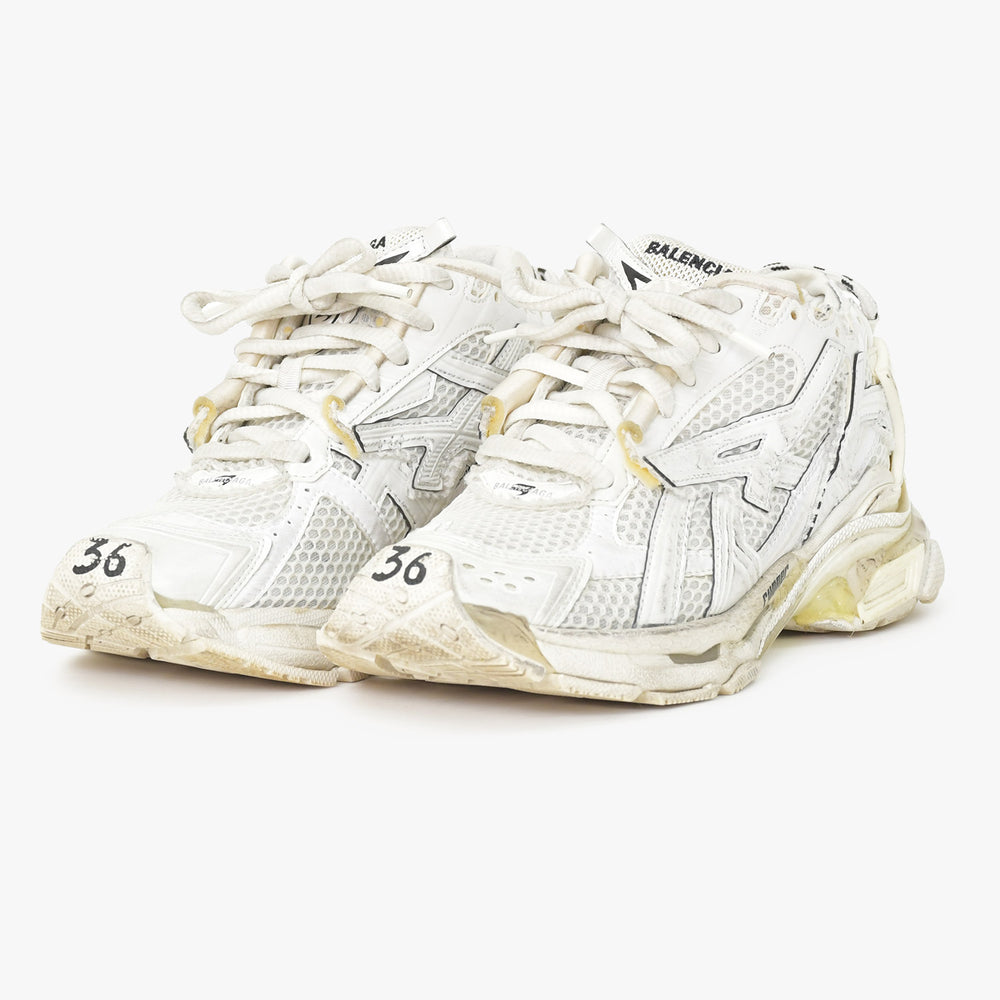 BALENCIAGA バレンシアガ Runner スニーカー ホワイト ヴィンテージ加工 ダメージ加工 36サイズ レディース ローカット シューズ 良品 中古 4a002727