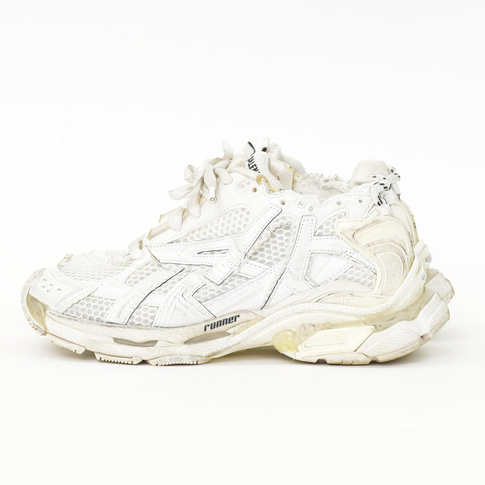 BALENCIAGA バレンシアガ Runner スニーカー ホワイト ヴィンテージ加工 ダメージ加工 36サイズ レディース ローカット シューズ 良品 中古 4a002727