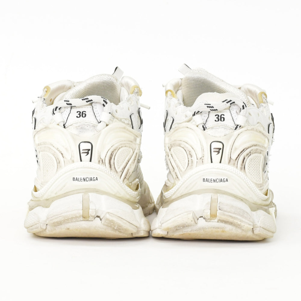 BALENCIAGA Runner Sneakers White Vintage Processing Distressed Processing 36 Size Women's Low Cut Shoes Good Used 4a002727