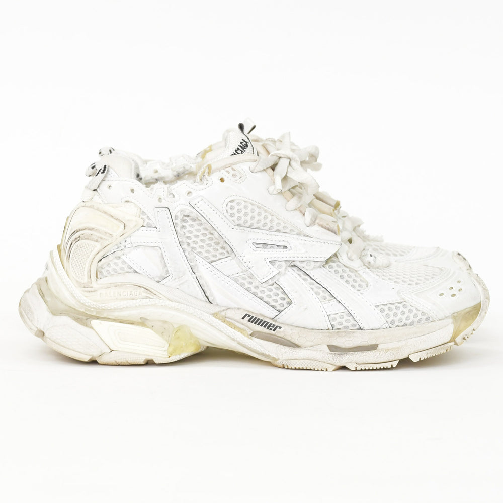 BALENCIAGA Runner Sneakers White Vintage Processing Distressed Processing 36 Size Women's Low Cut Shoes Good Used 4a002727