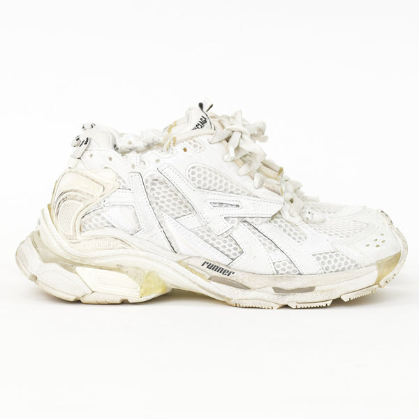 BALENCIAGA バレンシアガ Runner スニーカー ホワイト ヴィンテージ加工 ダメージ加工 36サイズ レディース ローカット シューズ 良品 中古 4a002727