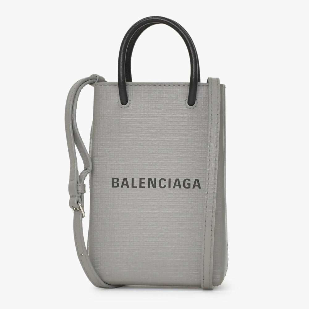 極美品 BALENCIAGA バレンシアガ フォンフォルダーバッグ Shoulder Bag ショルダーバッグ グレー 2WAY 593826 中古 4a002732