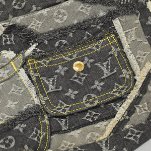 極美品 LOUIS VUITTON ルイヴィトン モノグラムデニム パッチワーク ポスティ メッセンジャーバッグ M95375 グレー 中古 4a002881
