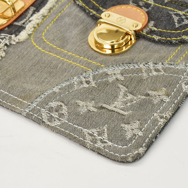 極美品 LOUIS VUITTON ルイヴィトン モノグラムデニム パッチワーク ポスティ メッセンジャーバッグ M95375 グレー 中古 4a002881