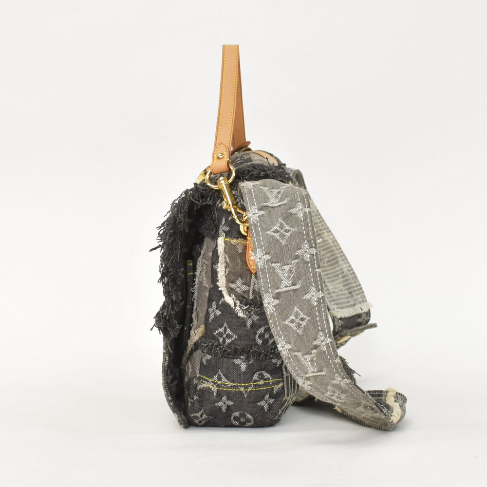 Very good condition LOUIS VUITTON Monogram Denim Patchwork Posty Messenger Bag M95375 Gray Used 4a002881