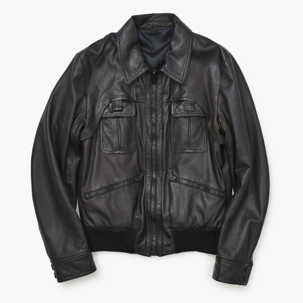 DIOR HOMME ディオール オム レザージャケット ブルゾン 6HH5043801 サイズ46 ラムレザー ブラック 美品 中古 4a002890