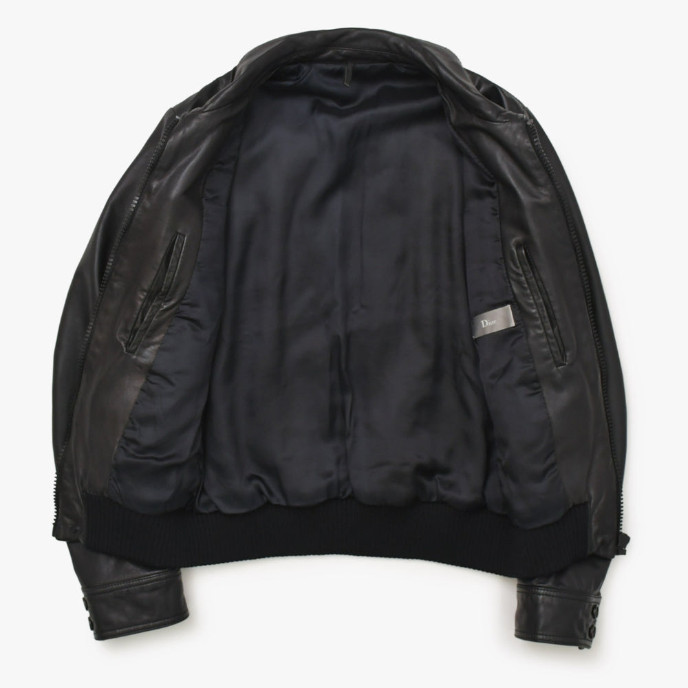 DIOR HOMME ディオール オム レザージャケット ブルゾン 6HH5043801 サイズ46 ラムレザー ブラック 美品 中古 4a002890