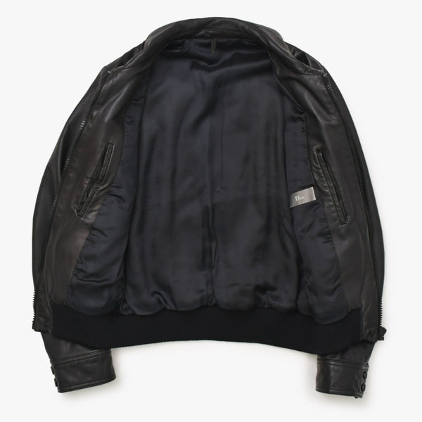 DIOR HOMME ディオール オム レザージャケット ブルゾン 6HH5043801 サイズ46 ラムレザー ブラック 美品 中古 4a002890