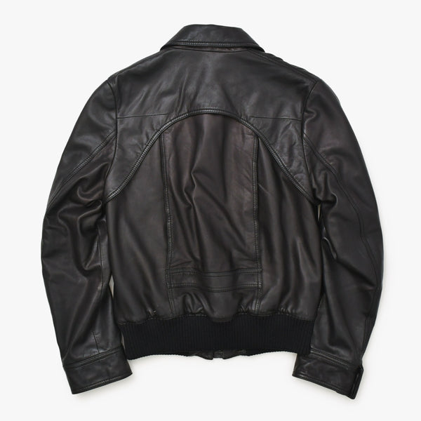 DIOR HOMME ディオール オム レザージャケット ブルゾン 6HH5043801 サイズ46 ラムレザー ブラック 美品 中古 4a002890
