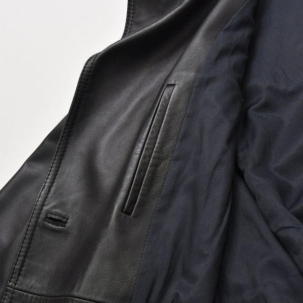 DIOR HOMME Dior Homme Leather Trench Coat 6HH5034001 Size 46 Lamb Leather Epaulette with Belt Black Good Condition Used 4a002891