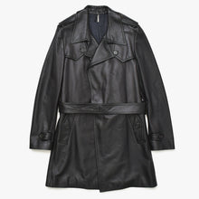 画像をギャラリービューアに読み込む, DIOR HOMME ディオール オム レザートレンチコート 6HH5034001 サイズ46 ラムレザー エポレット ベルト付き ブラック 美品 中古 4a002891