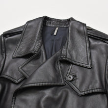 画像をギャラリービューアに読み込む, DIOR HOMME ディオール オム レザートレンチコート 6HH5034001 サイズ46 ラムレザー エポレット ベルト付き ブラック 美品 中古 4a002891