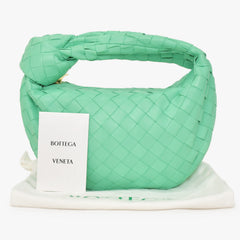 極美品 BOTTEGA VENETA ボッテガヴェネタ ミニジョディ ハンドバッグ イントレチャート グリーン ラムスキン ゴールド金具 中古 4a002923