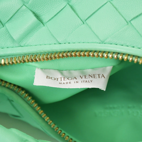 極美品 BOTTEGA VENETA ボッテガヴェネタ ミニジョディ ハンドバッグ イントレチャート グリーン ラムスキン ゴールド金具 中古 4a002923