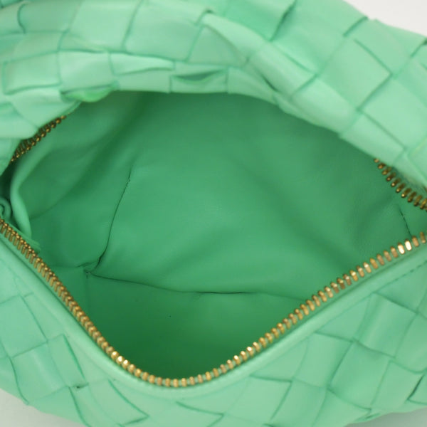 極美品 BOTTEGA VENETA ボッテガヴェネタ ミニジョディ ハンドバッグ イントレチャート グリーン ラムスキン ゴールド金具 中古 4a002923