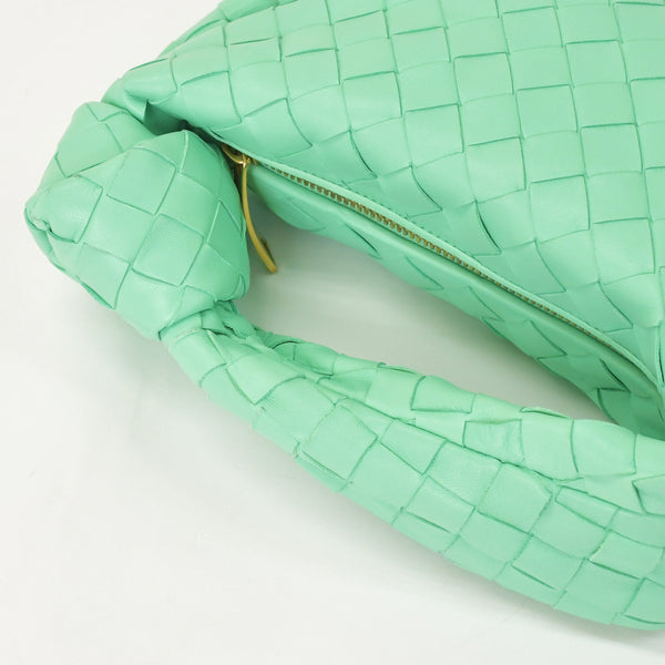 極美品 BOTTEGA VENETA ボッテガヴェネタ ミニジョディ ハンドバッグ イントレチャート グリーン ラムスキン ゴールド金具 中古 4a002923