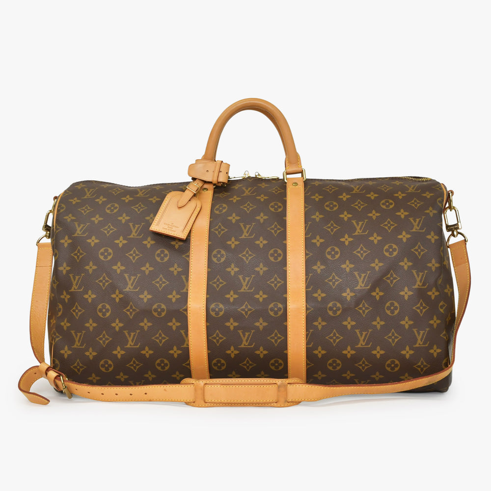 LOUIS VUITTON Monogram Keepall Bandouliere 55 2WAY Boston Bag M41414 Brown Canvas Good Condition Used 4a002947