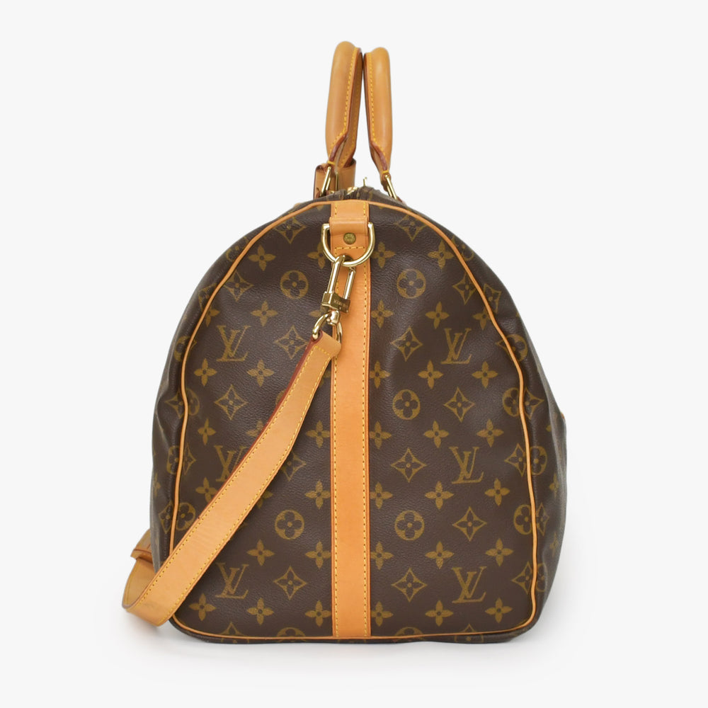 LOUIS VUITTON Monogram Keepall Bandouliere 55 2WAY Boston Bag M41414 Brown Canvas Good Condition Used 4a002947