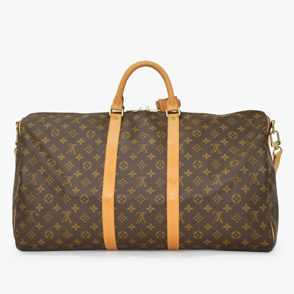 LOUIS VUITTON ルイヴィトン モノグラム キーポルバンドリエール55 2WAY ボストンバック M41414 ブラウン キャンバス 美品 中古 4a002947