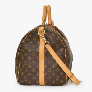 LOUIS VUITTON ルイヴィトン モノグラム キーポルバンドリエール55 2WAY ボストンバック M41414 ブラウン キャンバス 美品 中古 4a002947