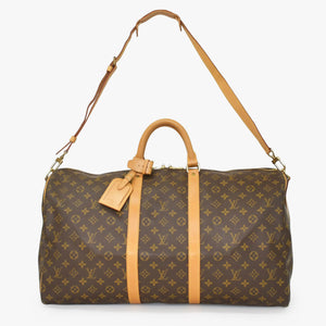 LOUIS VUITTON ルイヴィトン モノグラム キーポルバンドリエール55 2WAY ボストンバック M41414 ブラウン キャンバス 美品 中古 4a002947